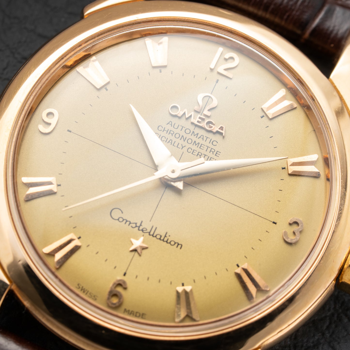Omega Constellation Automatic Crosshair 18K Rosé Gold Ref. 2852 / 2853 French Case 1956