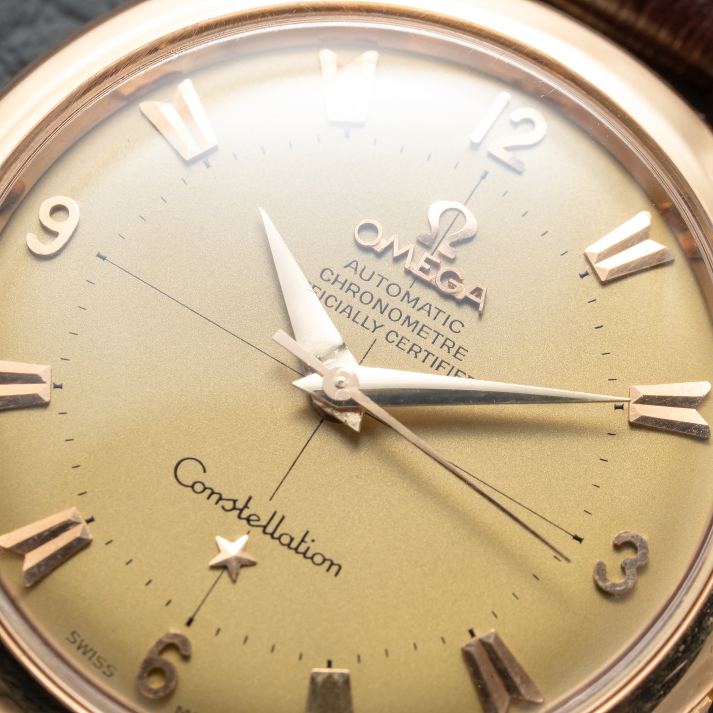 Omega Constellation Automatic Crosshair 18K Rosé Gold Ref. 2852 / 2853 French Case 1956