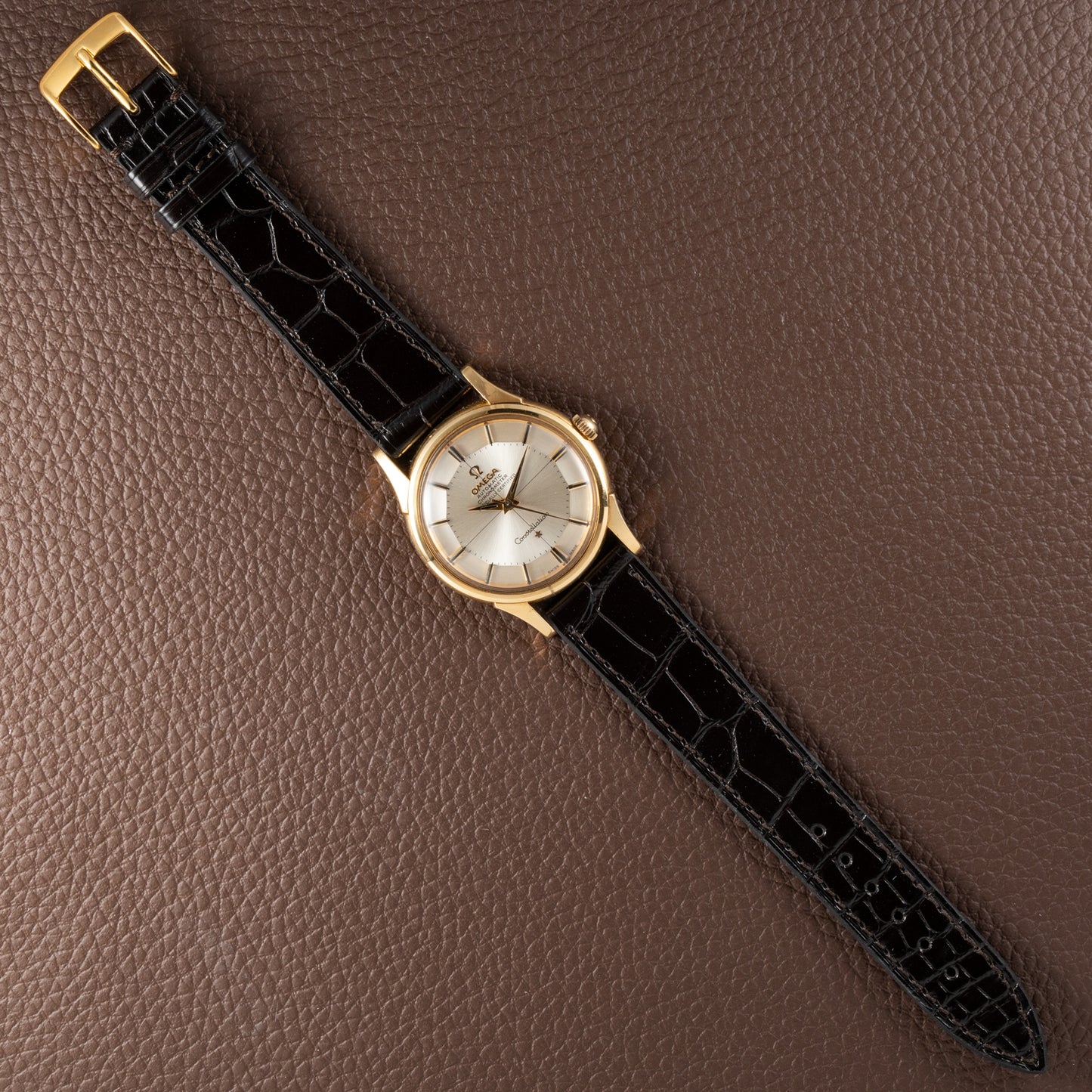 Omega Constellation Pie Pan Automatic 18K Yellow Gold Ref. 14381 Onyx Indices from 1959