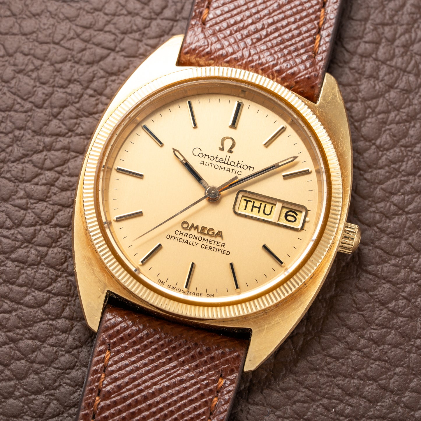Omega Constellation C-Shape OM Dial 18K Yellow Gold Fluted Bezel Ref. 168.0057 from 1972