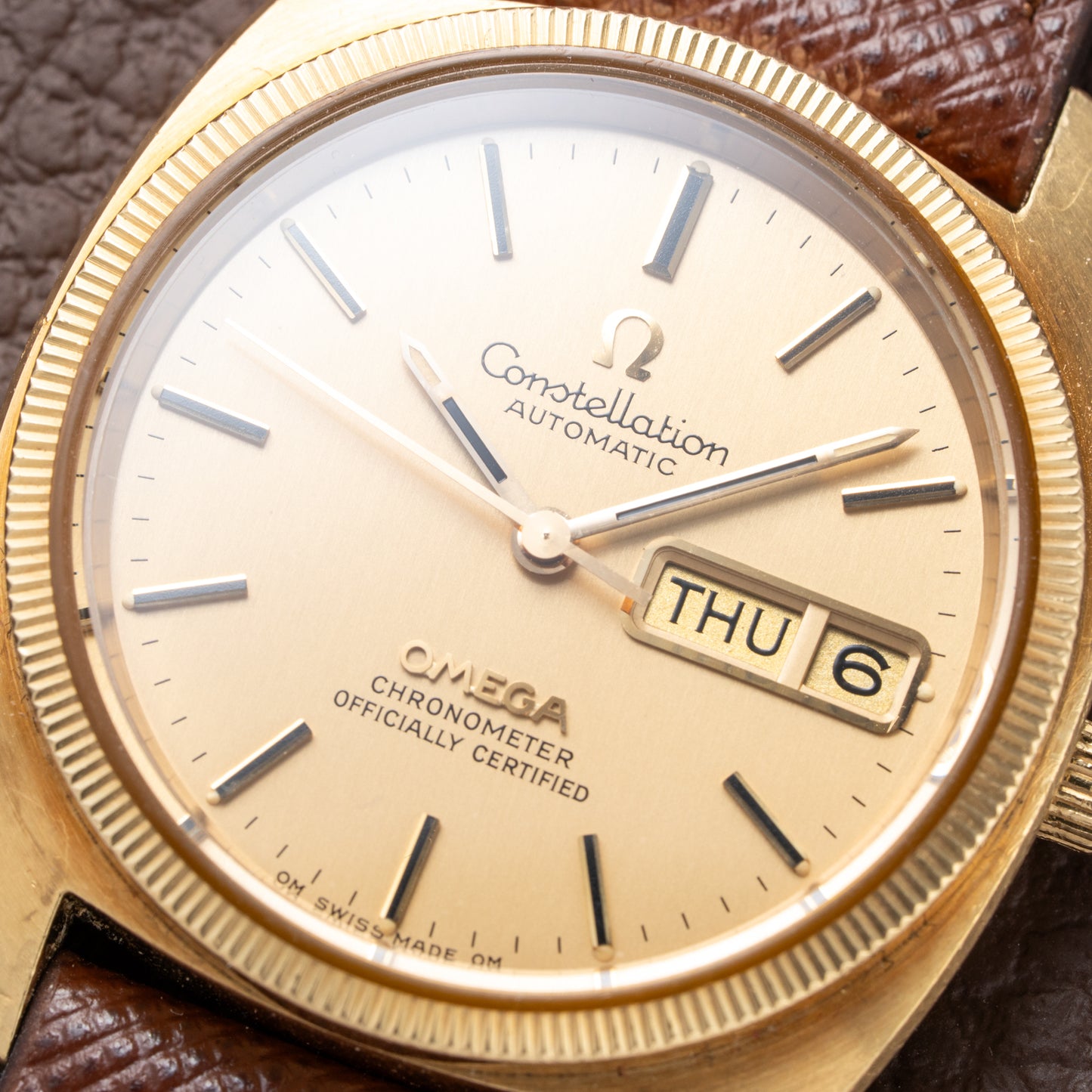 Omega Constellation C-Shape OM Dial 18K Yellow Gold Fluted Bezel Ref. 168.0057 from 1972