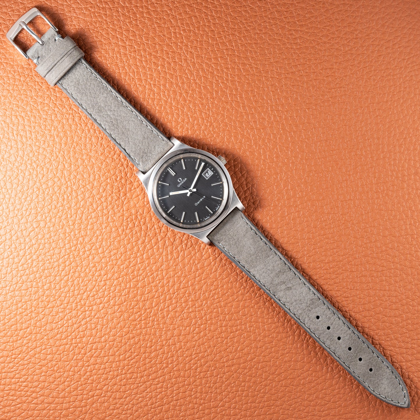 Omega Genève Jumbo "Date" Grey Dial from 1974