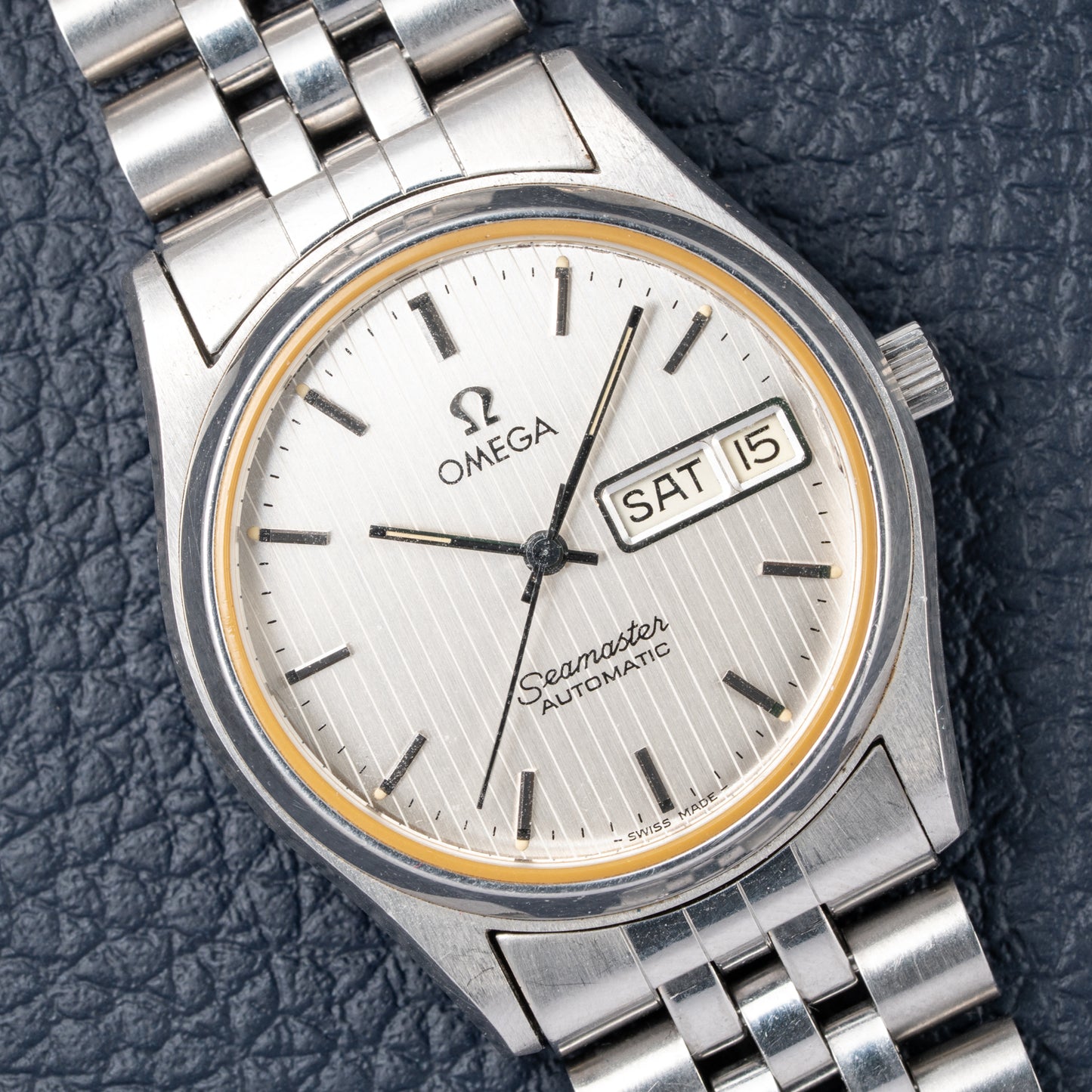 Omega Seamaster Automatic Day-Date Stripped Dial Jubilee Bracelet Ref. 166.0264 from 1980