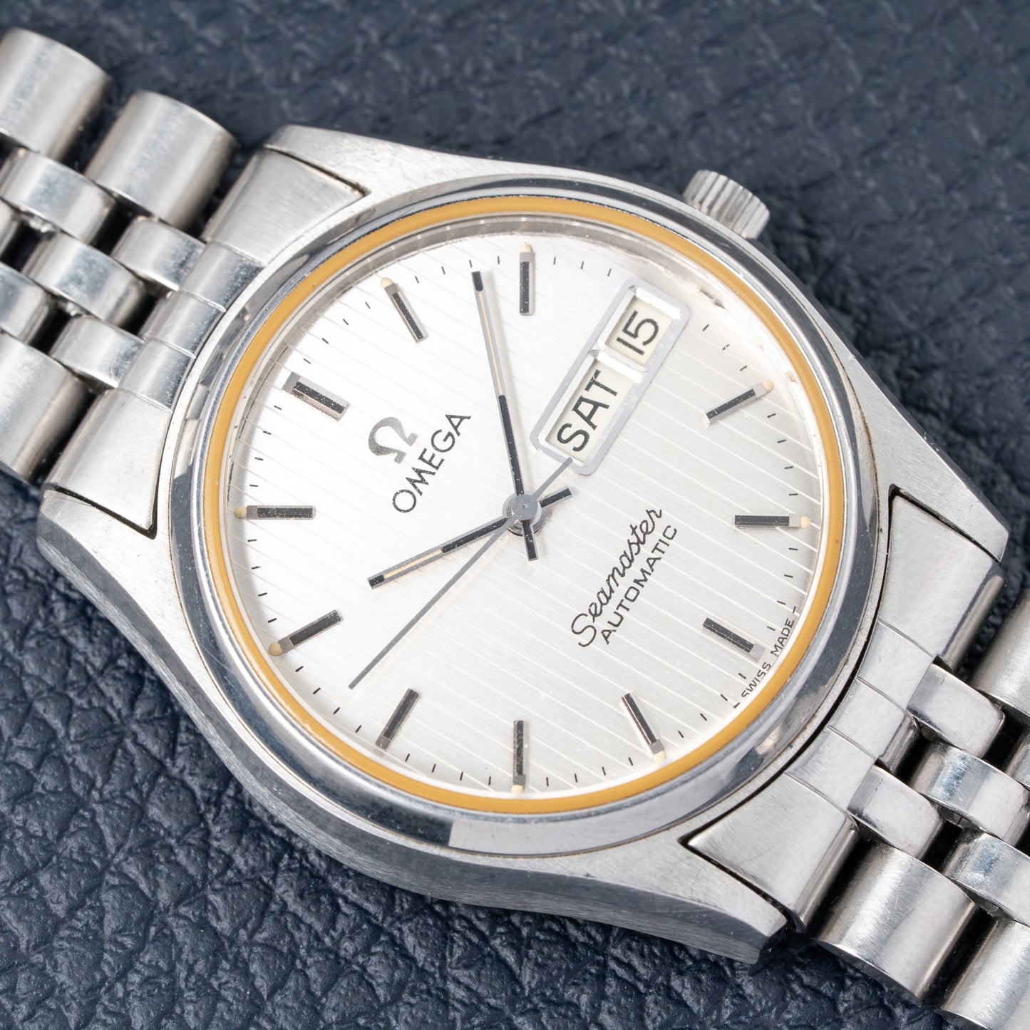 Omega Seamaster Automatic Day-Date Stripped Dial Jubilee Bracelet Ref. 166.0264 from 1980
