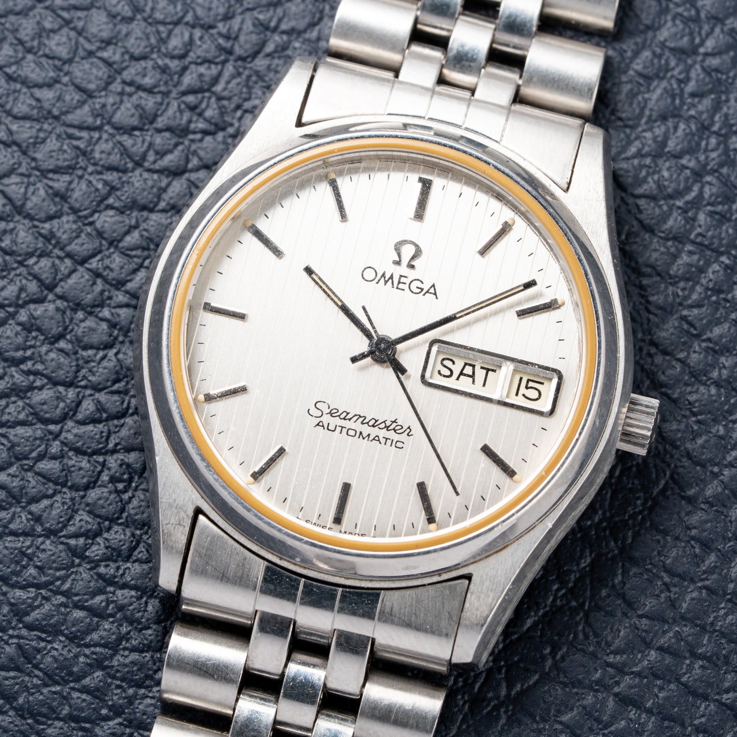 Omega Seamaster Automatic Day-Date Stripped Dial Jubilee Bracelet Ref. 166.0264 from 1980
