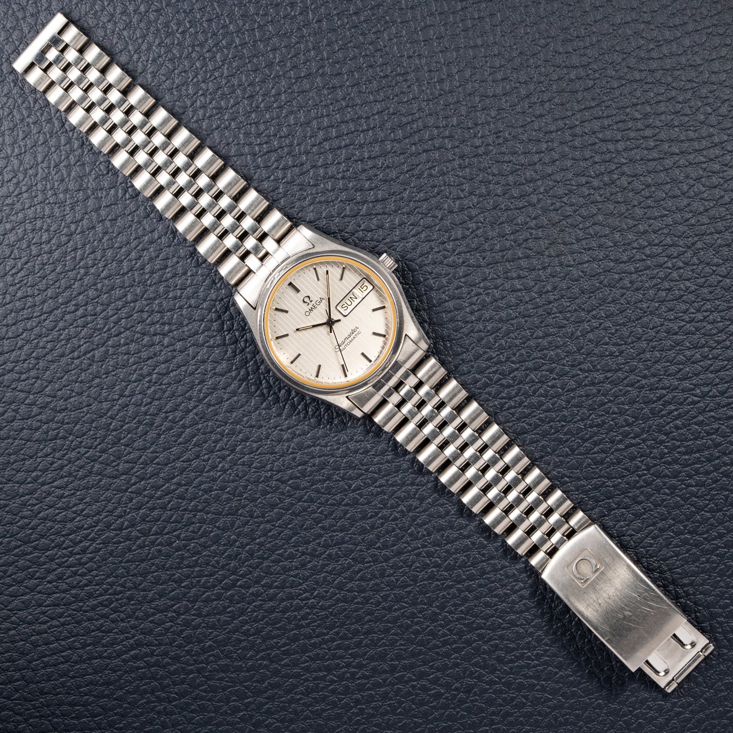 Omega Seamaster Automatic Day-Date Stripped Dial Jubilee Bracelet Ref. 166.0264 from 1980
