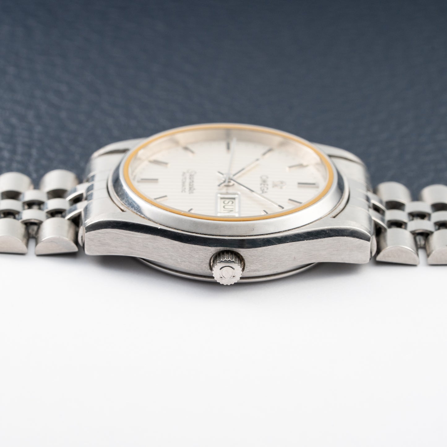 Omega Seamaster Automatic Day-Date Stripped Dial Jubilee Bracelet Ref. 166.0264 from 1980