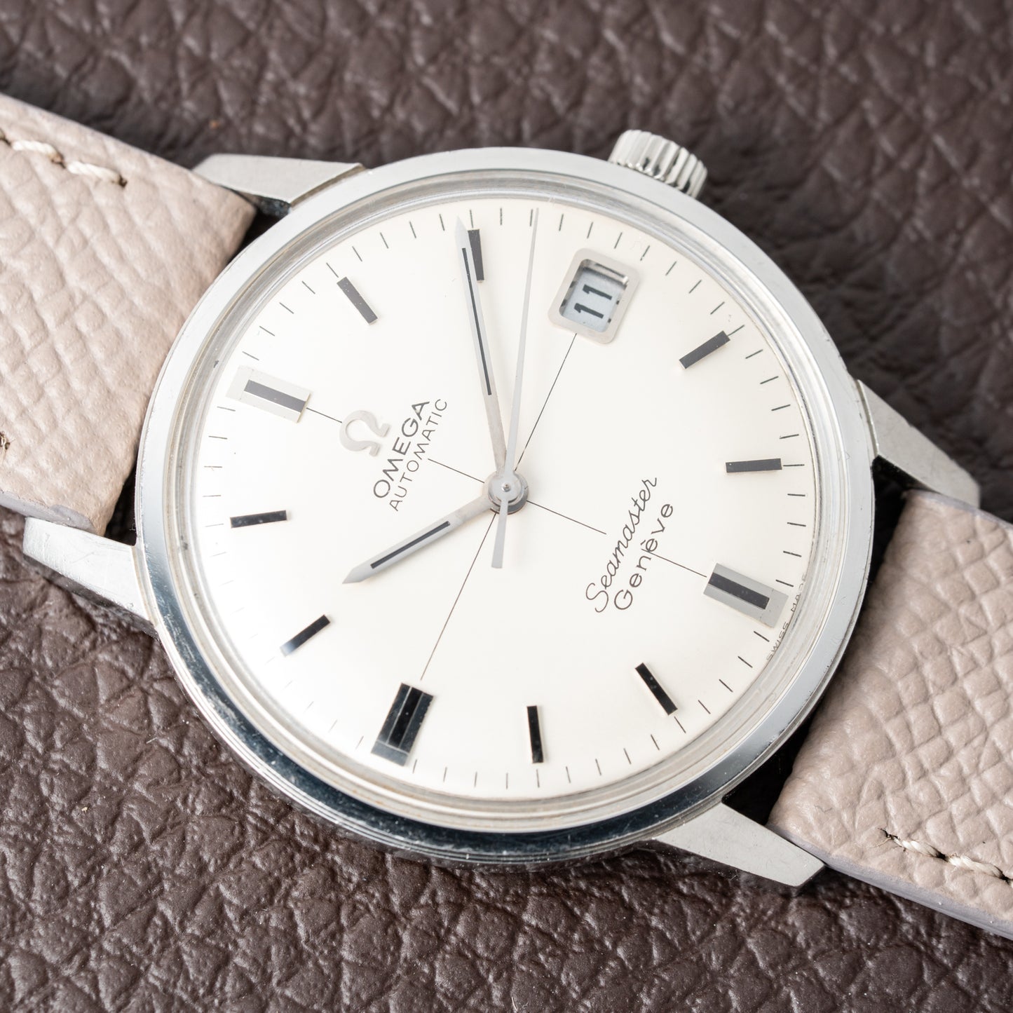 Omega Seamaster Geneve Rare Double-Signed Crosshair Dial Ref. 166.002 from 1968