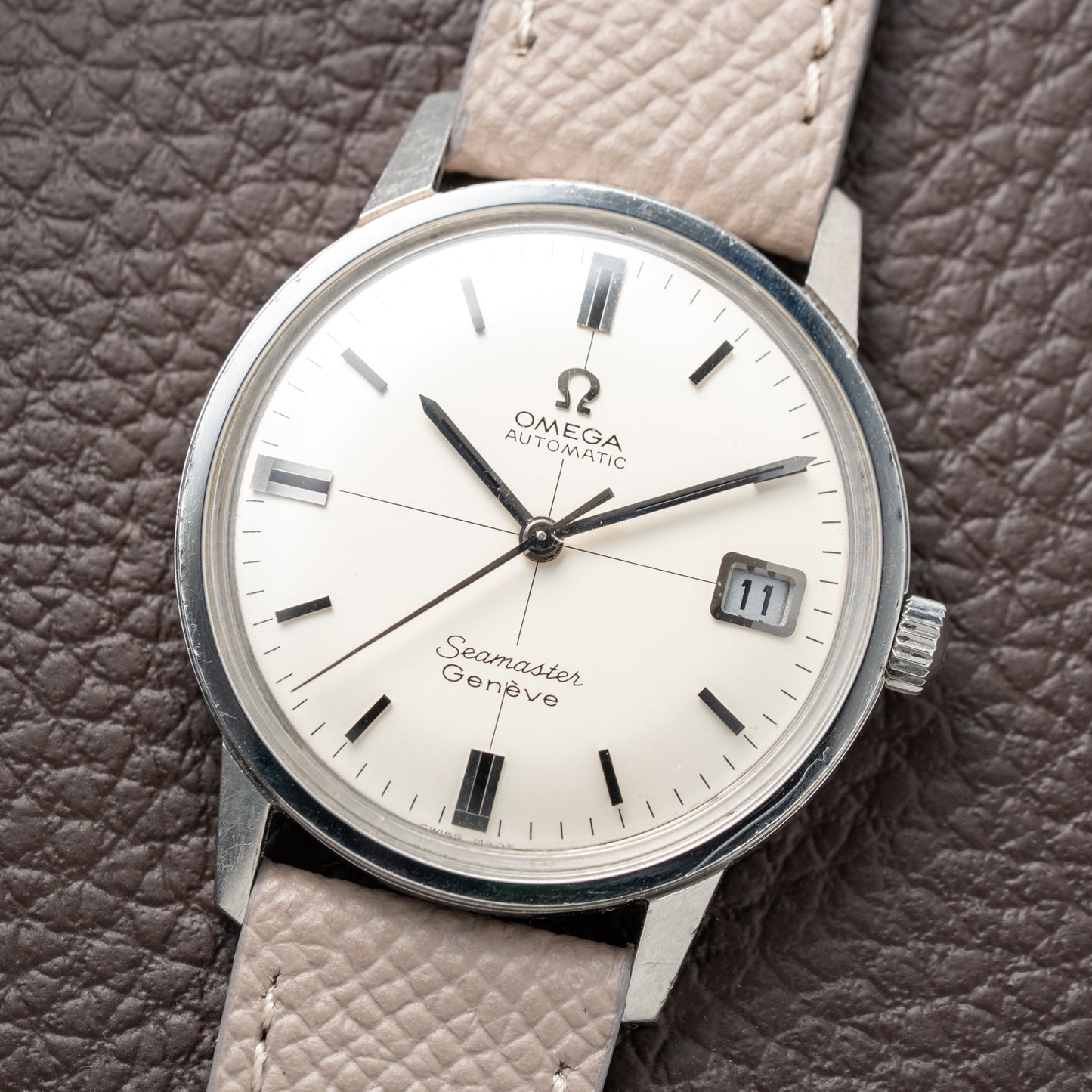 Omega Seamaster Geneve Rare Double-Signed Crosshair Dial Ref. 166.002 from 1968