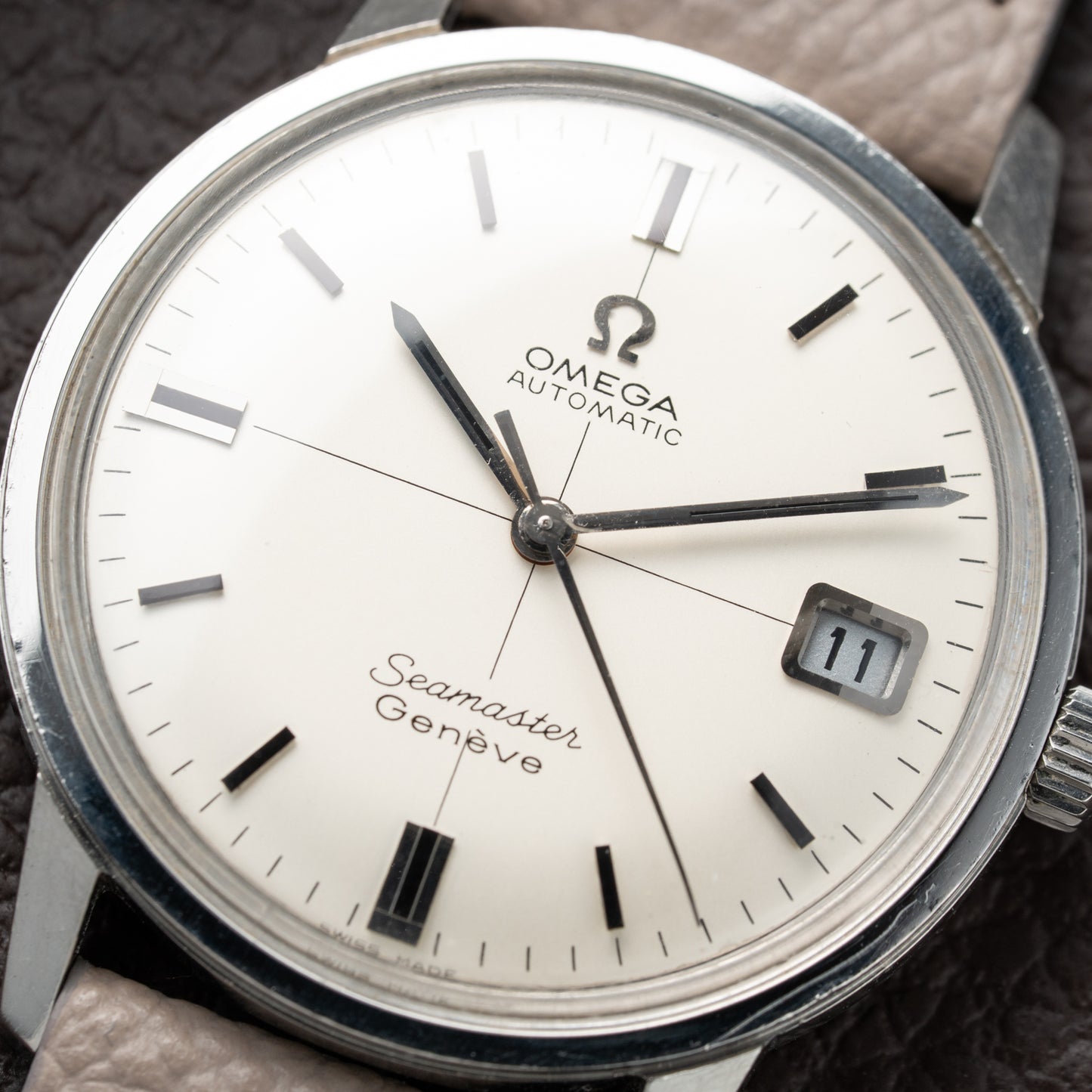 Omega Seamaster Geneve Rare Double-Signed Crosshair Dial Ref. 166.002 from 1968