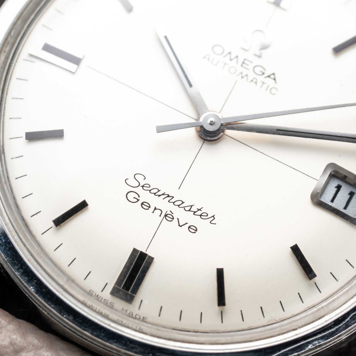 Omega Seamaster Geneve Rare Double-Signed Crosshair Dial Ref. 166.002 from 1968