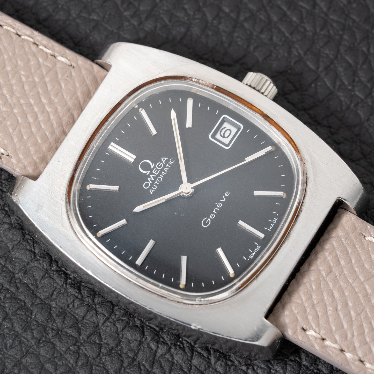 Omega Genève Matt Black Dial TV Jumbo from 1973 Ref. 166.0190