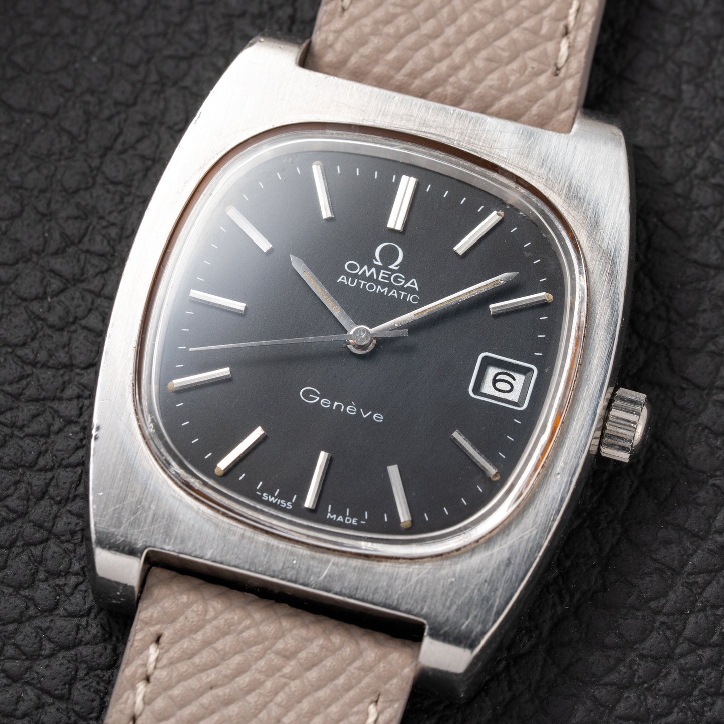 Omega Genève Matt Black Dial TV Jumbo from 1973 Ref. 166.0190