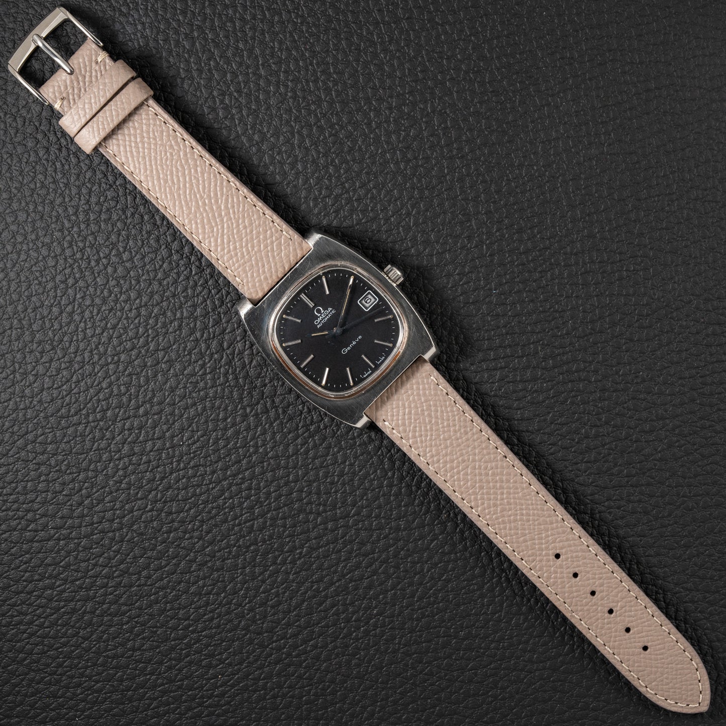 Omega Genève Matt Black Dial TV Jumbo from 1973 Ref. 166.0190