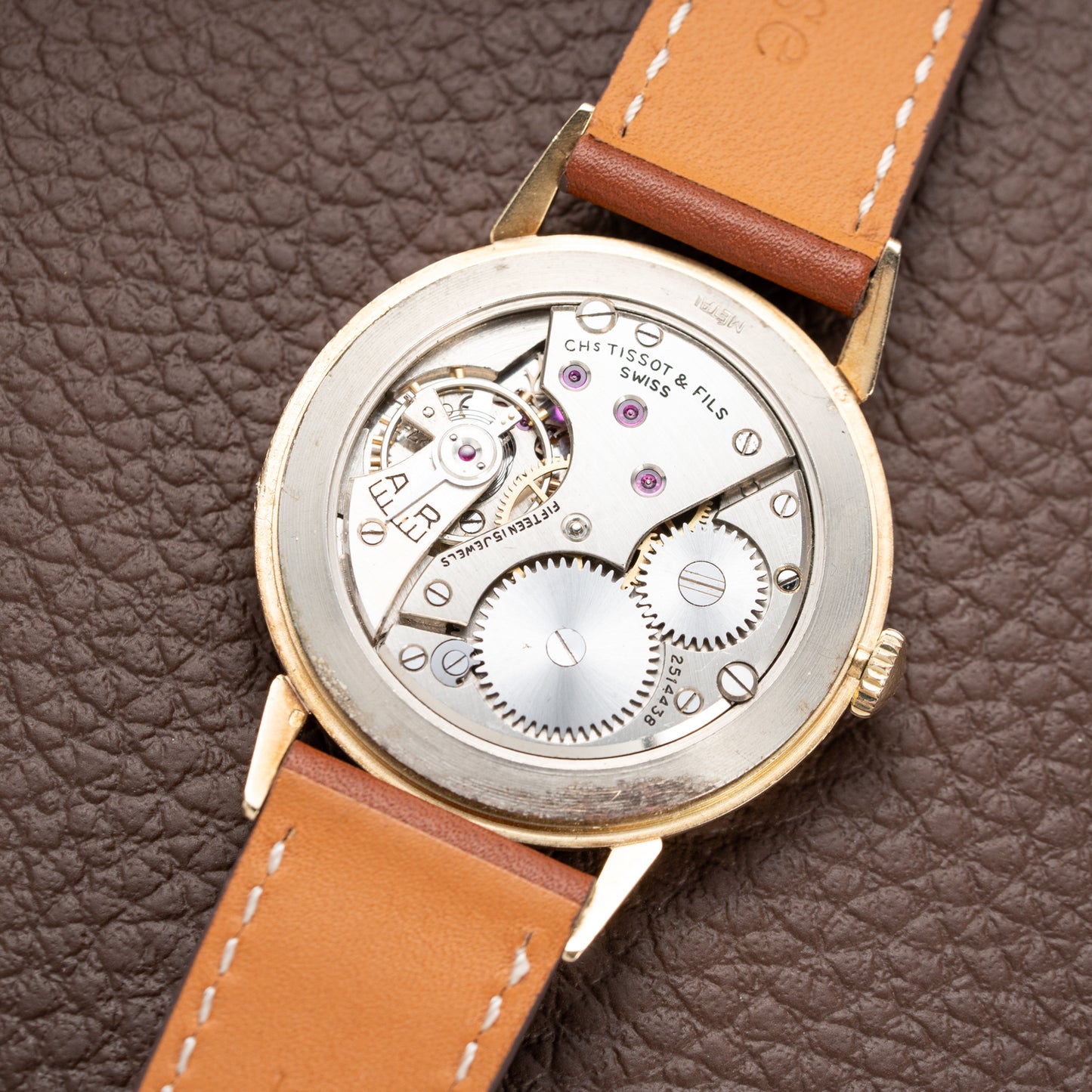 Tissot Antimagnetique Gold 14k Oversized with Tear Drop Lugs from the 1940s
