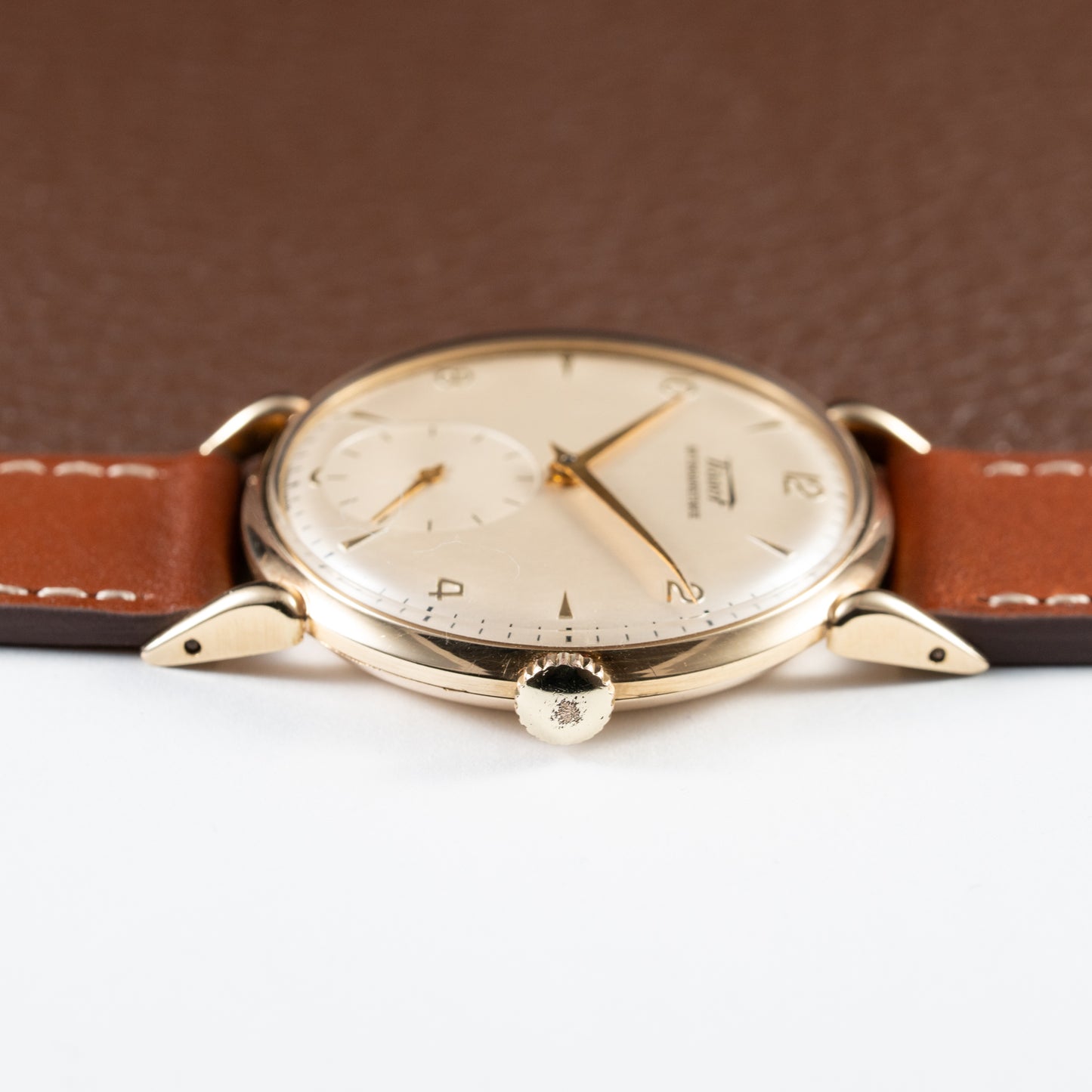 Tissot Antimagnetique Gold 14k Oversized with Tear Drop Lugs from the 1940s