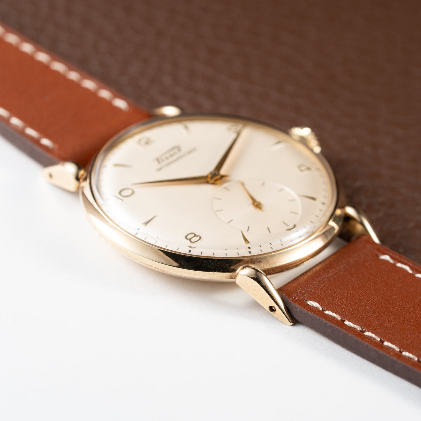 Tissot Antimagnetique Gold 14k Oversized with Tear Drop Lugs from the 1940s