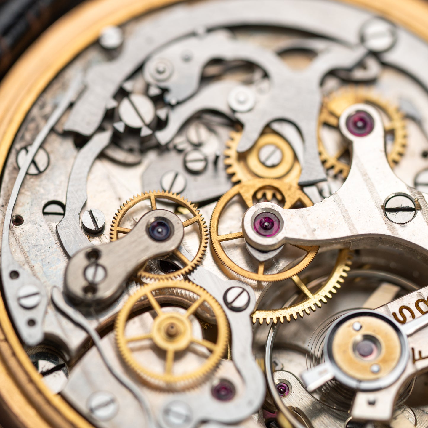 Titus Black Gilt Dial Jumbo Chronograph 18K Rosé Gold from the 1940s/50s