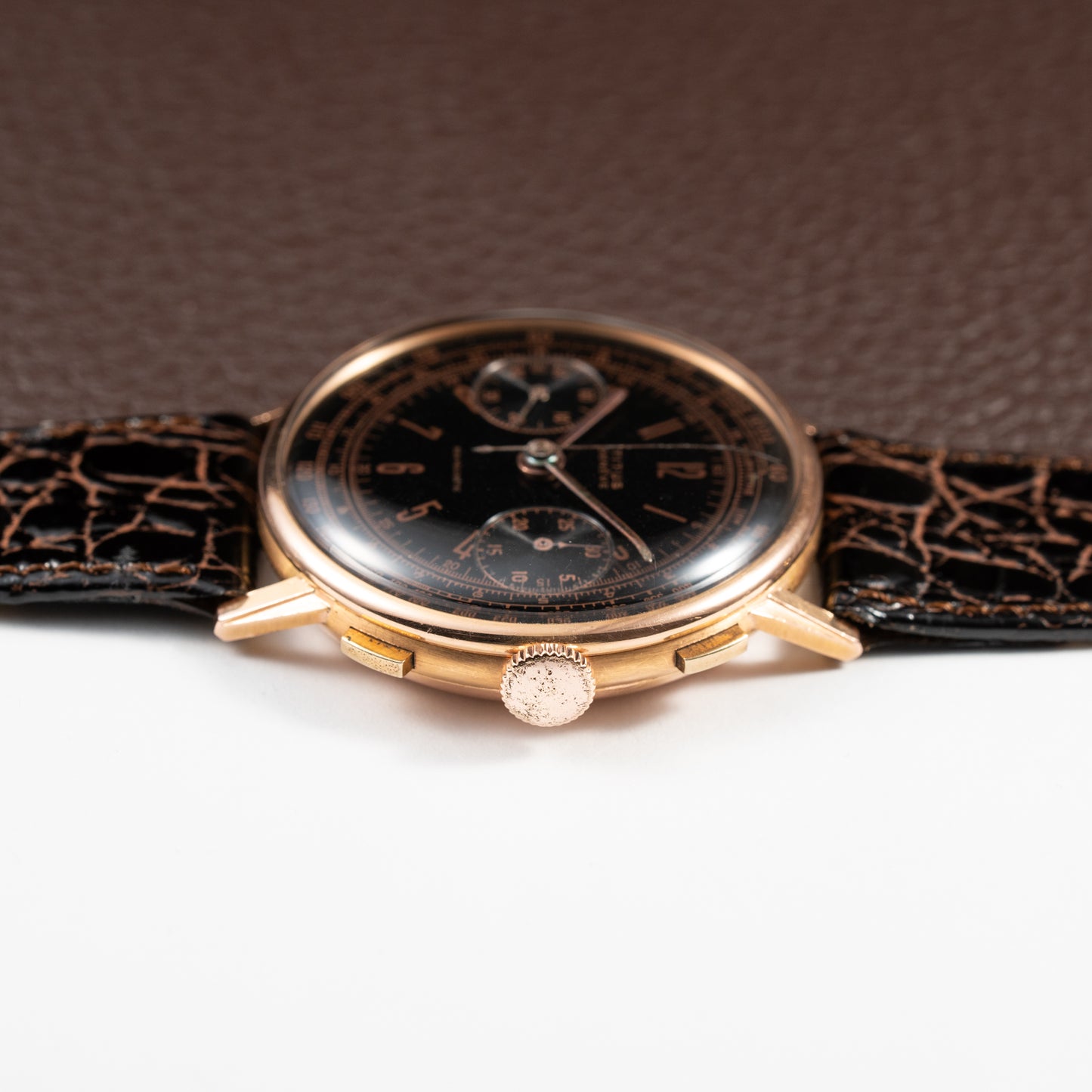 Titus Black Gilt Dial Jumbo Chronograph 18K Rosé Gold from the 1940s/50s