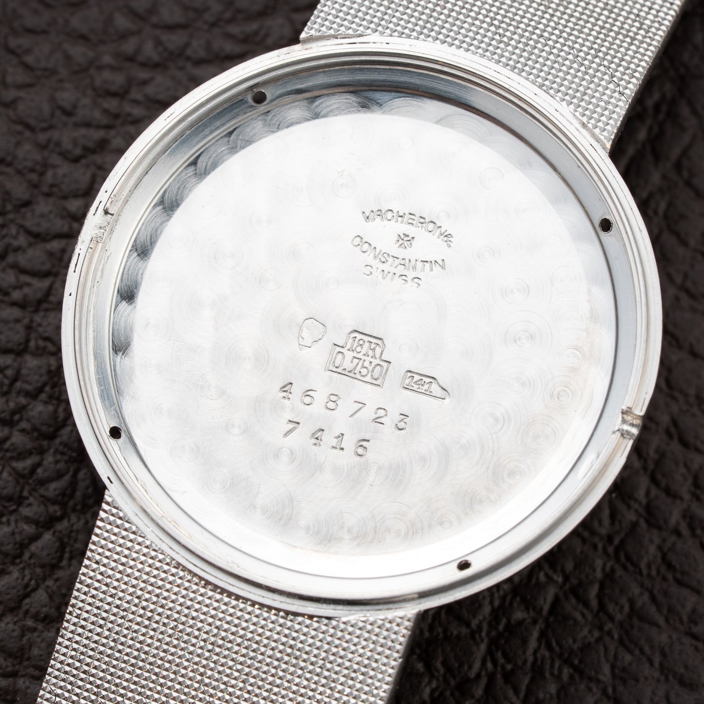 Vacheron Constantin Automatic Blue Ultra-Thin 18K White Gold Clous de Paris Hobnail with Papers Ref. 7416 from 1973
