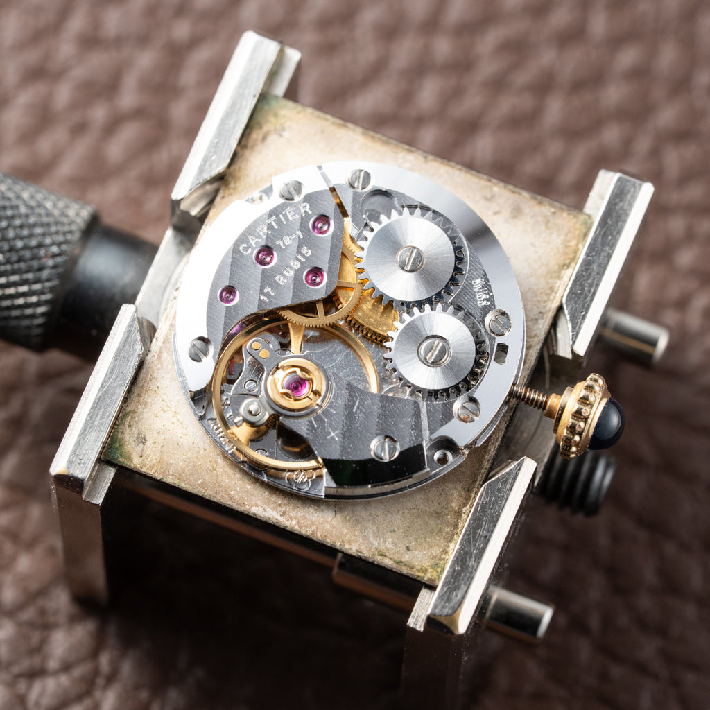 Cartier Must de Tank Vermeil Black Roman GM Full Set from 1987