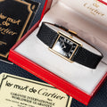Cartier Must de Tank Vermeil Black Roman GM Full Set from 1987
