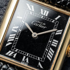 Cartier Must de Tank Vermeil Black Roman GM Full Set from 1987