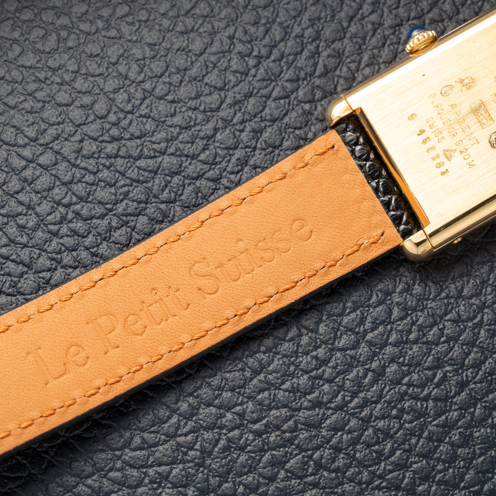 Cartier Must de Tank Vermeil Black Roman GM Full Set from 1987