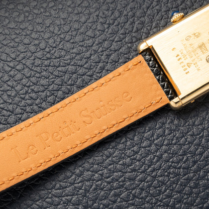 Cartier Must de Tank Vermeil Black Roman GM Full Set from 1987