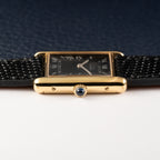 Cartier Must de Tank Vermeil Black Roman GM Full Set from 1987