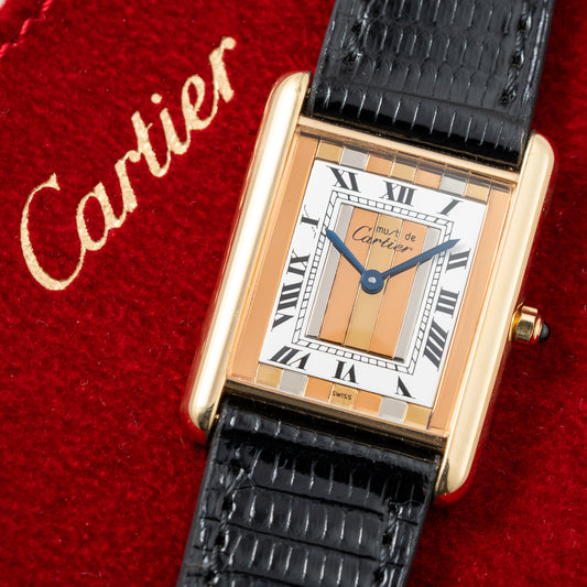 Cartier Must de Tank Vermeil Tricolor Mirror Dial Ref 6 81006 Quartz GM Cartier Service 2025