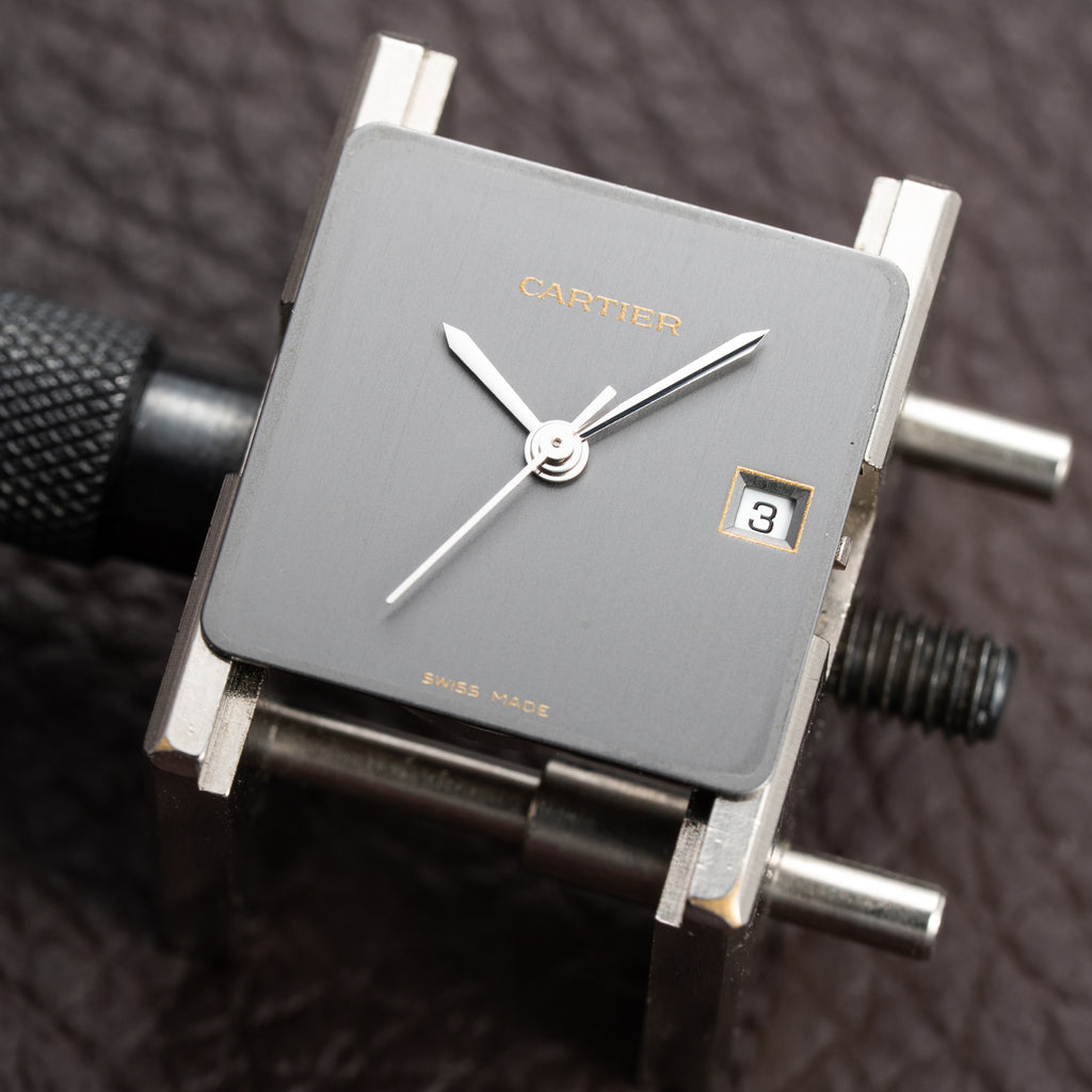 Cartier Santos Carrée “Ghost” Grey Automatic GM Cartier Service History Ref. 2960 from 1980s