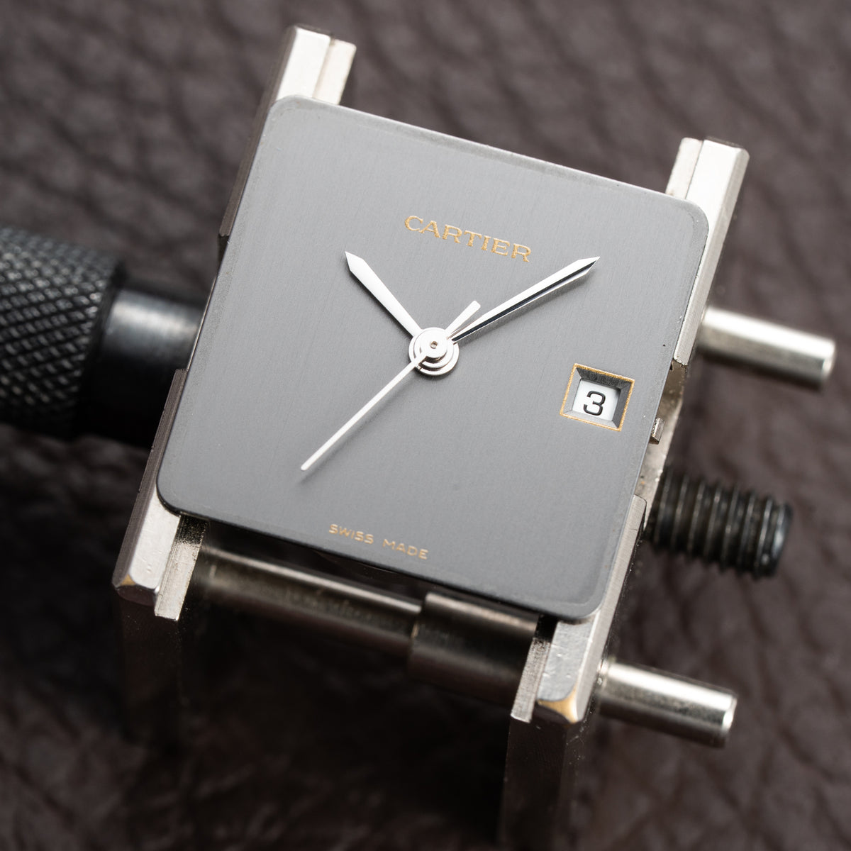 Cartier Santos Carrée “Ghost” Grey Automatic GM Cartier Service History Ref. 2960 from 1980s
