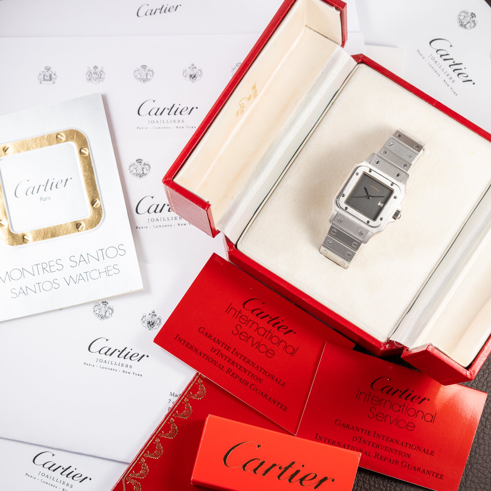 Cartier Santos Carrée “Ghost” Grey Automatic GM Cartier Service History Ref. 2960 from 1980s