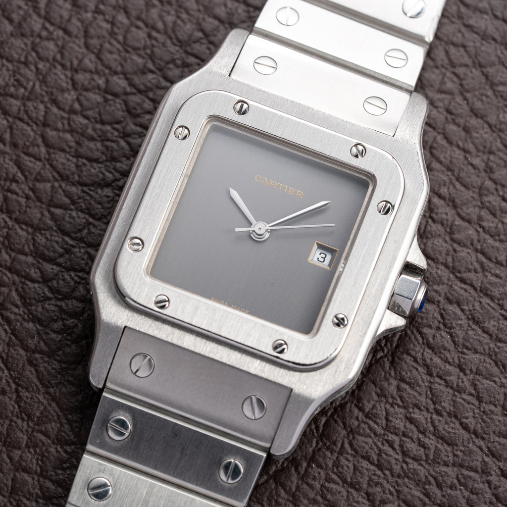 Cartier Santos Carrée “Ghost” Grey Automatic GM Cartier Service History Ref. 2960 from 1980s
