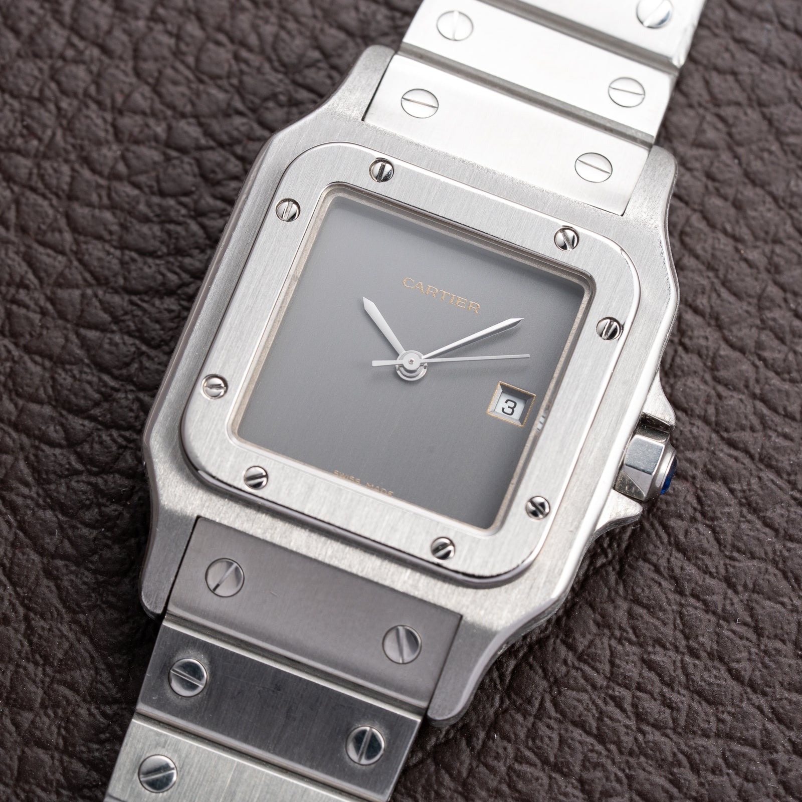 Cartier Santos Carrée “Ghost” Grey Automatic GM Cartier Service History Ref. 2960 from 1980s