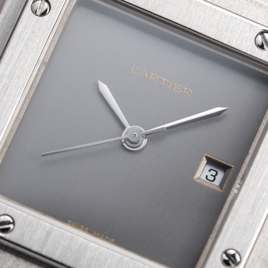 Cartier Santos Carrée “Ghost” Grey Automatic GM Cartier Service History Ref. 2960 from 1980s