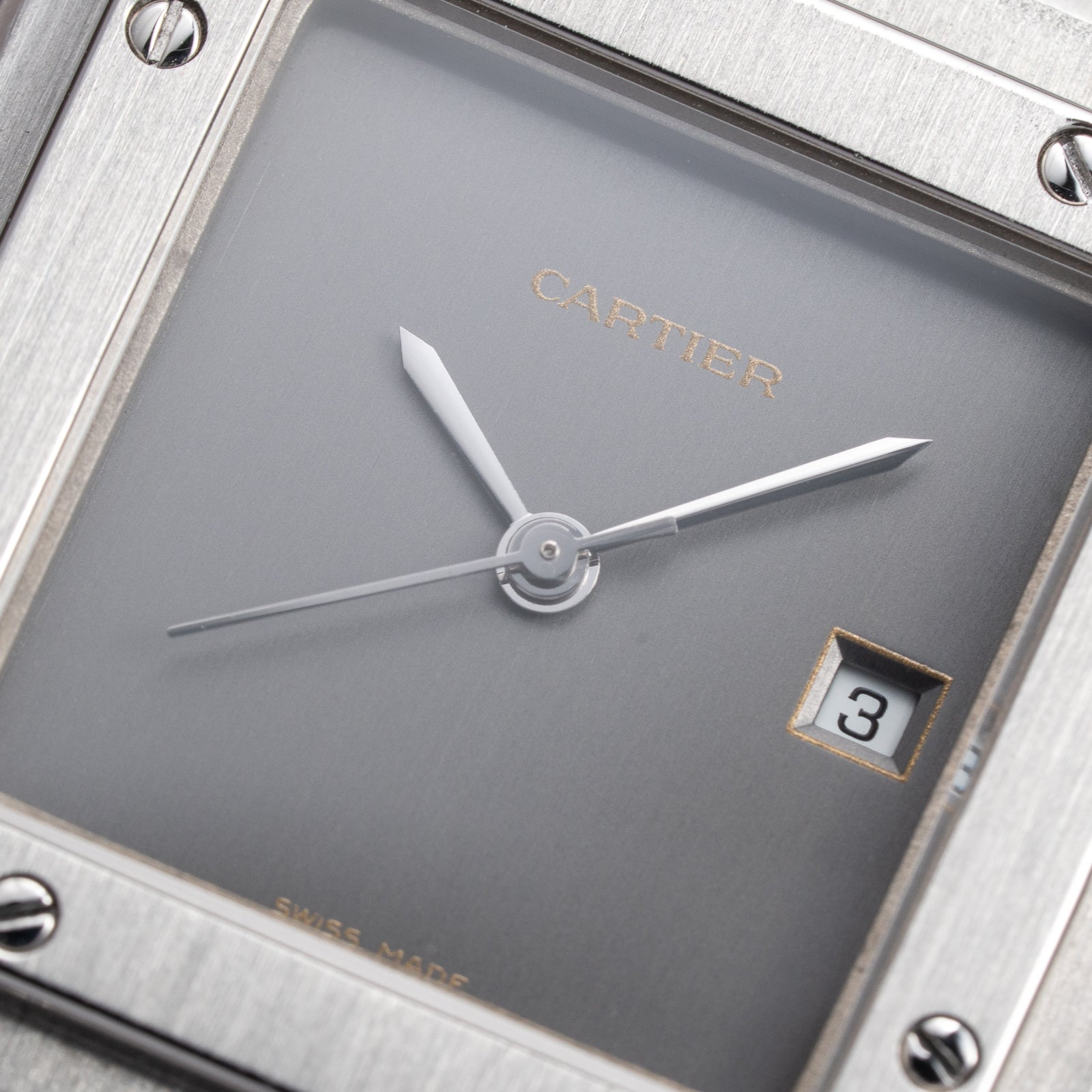 Cartier Santos Carrée “Ghost” Grey Automatic GM Cartier Service History Ref. 2960 from 1980s