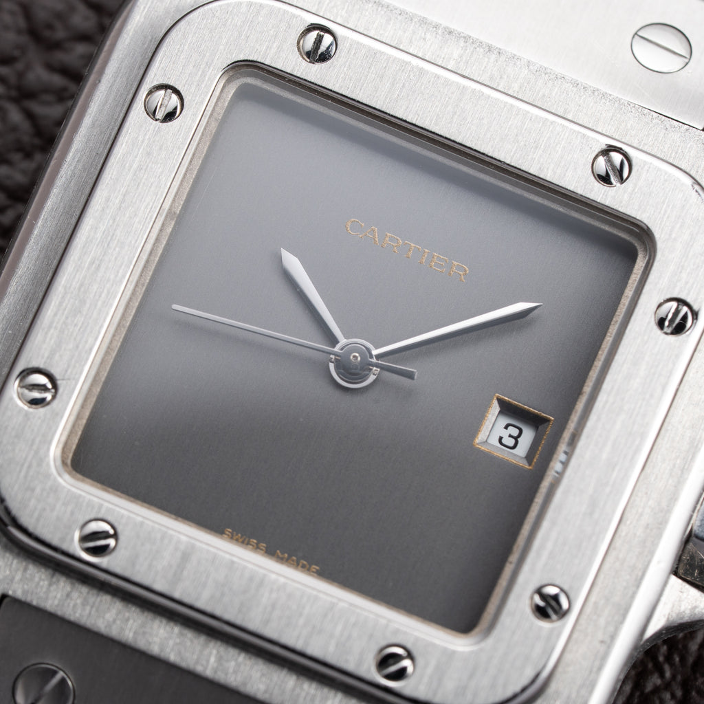 Cartier Santos Carrée “Ghost” Grey Automatic GM Cartier Service History Ref. 2960 from 1980s