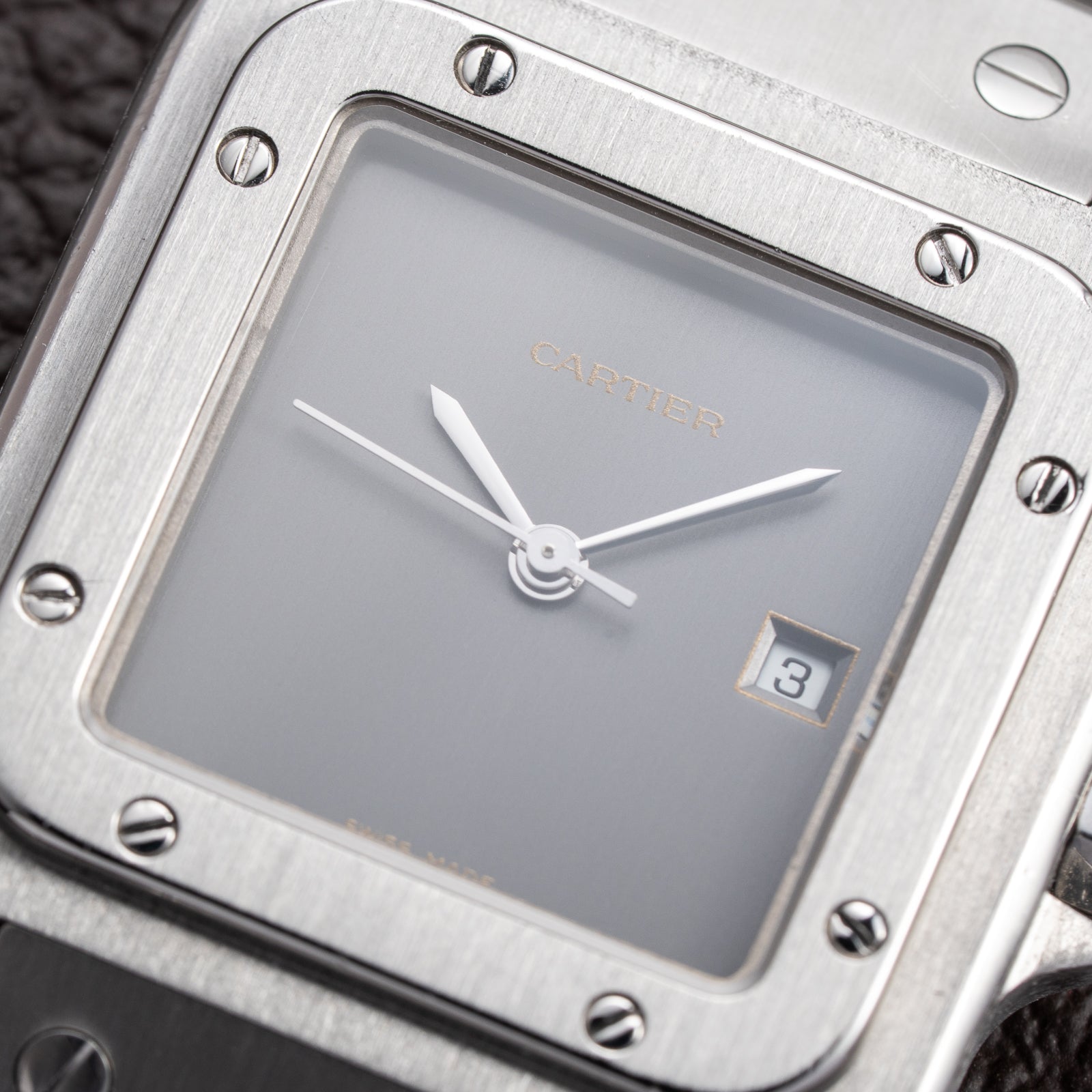 Cartier Santos Carrée “Ghost” Grey Automatic GM Cartier Service History Ref. 2960 from 1980s