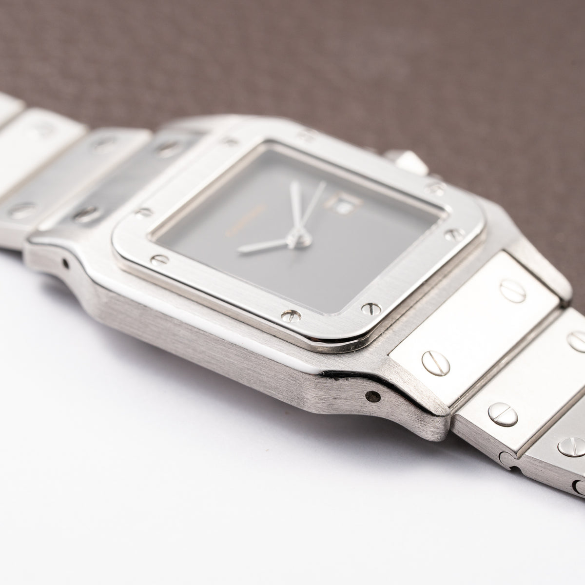Cartier Santos Carrée “Ghost” Grey Automatic GM Cartier Service History Ref. 2960 from 1980s