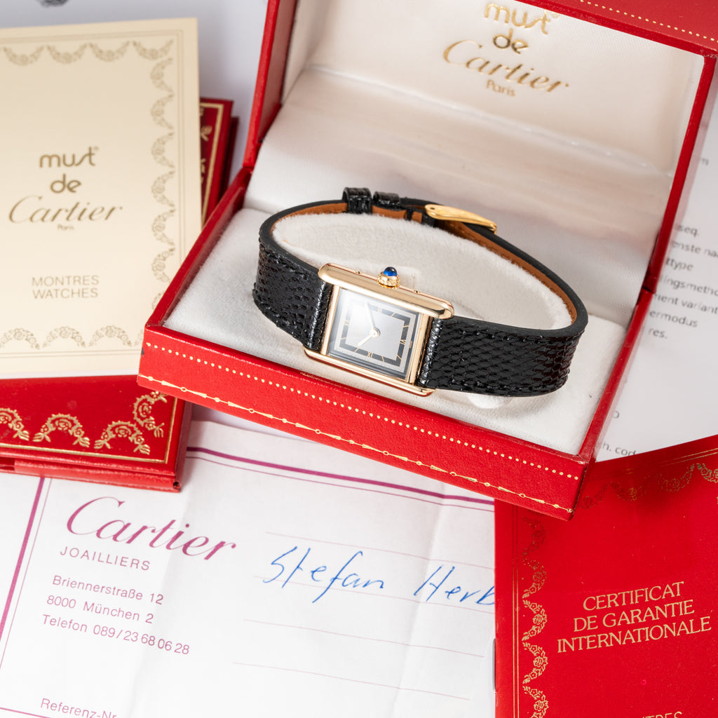 Cartier Tank Must de Black Art Deco Dial Full Set from 1987 Ref 3 66001 with Cartier Service 2025