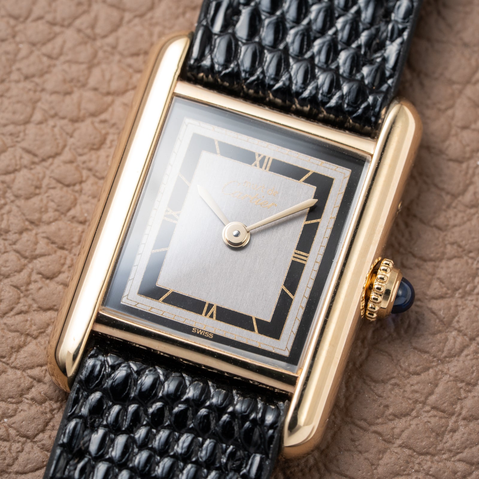 Cartier Tank Must de Black Art Deco Dial Full Set from 1987 Ref 3 66001 with Cartier Service 2025