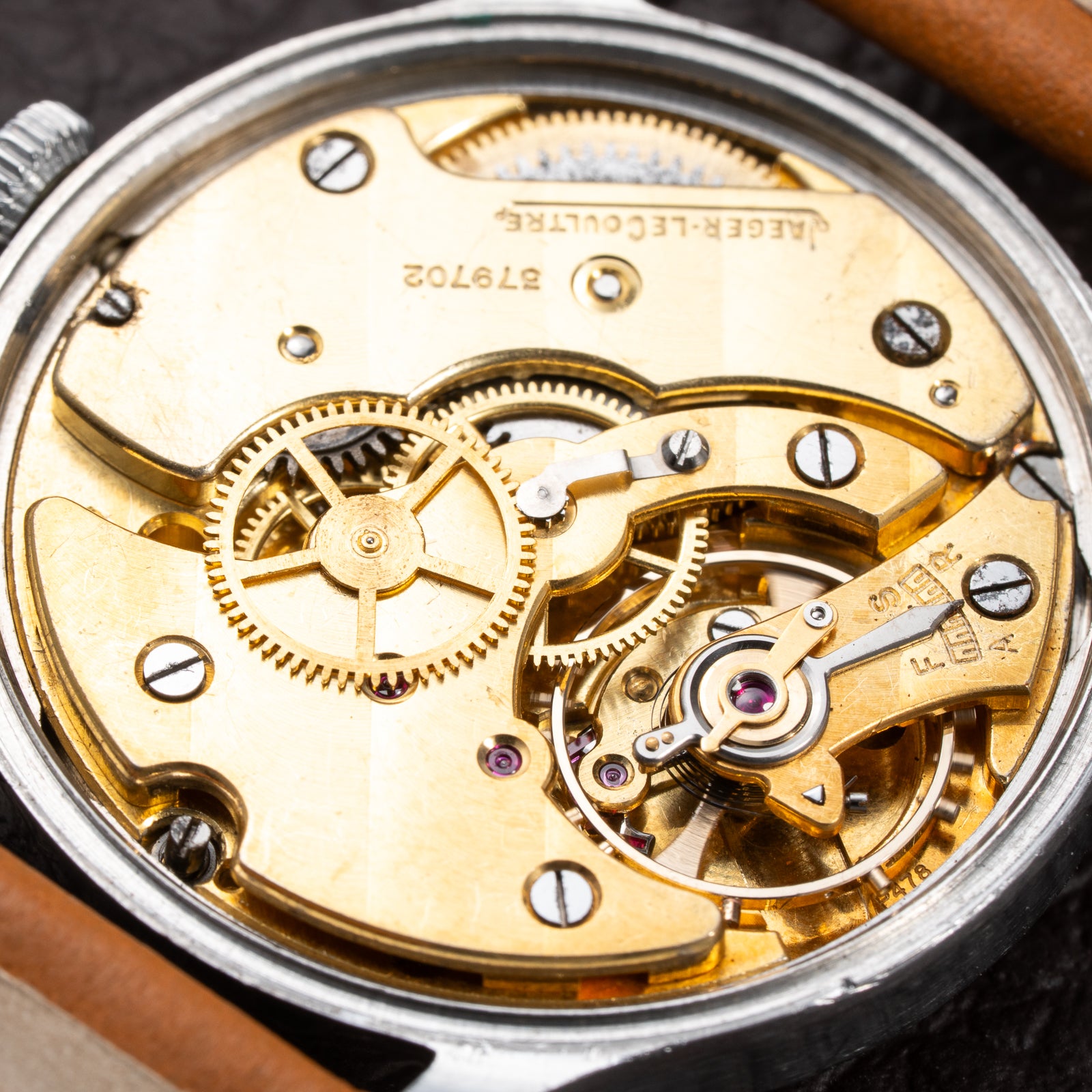 Jaeger LeCoultre Dress Watch Military Style Central Seconds Radium Dial from 1940s