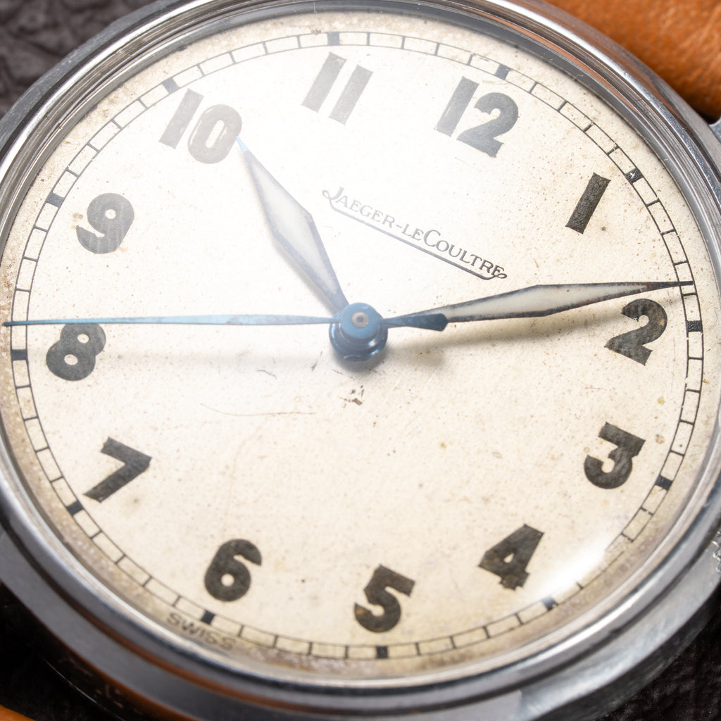Jaeger LeCoultre Dress Watch Military Style Central Seconds Radium Dial from 1940s