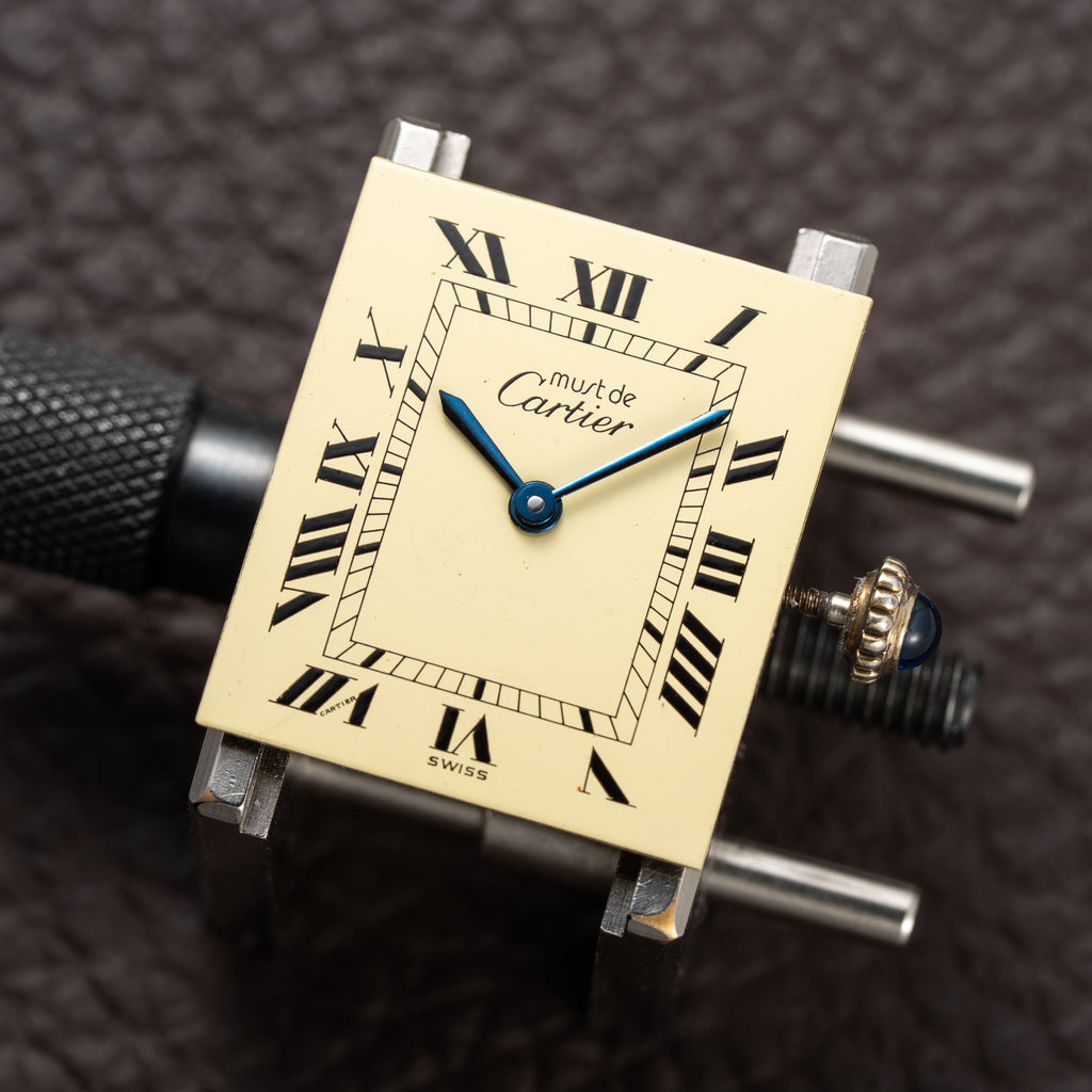 Cartier Tank Must de Lemon Roman Dial Vermeil GM Full Set from 1980