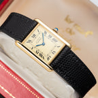 Cartier Tank Must de Lemon Roman Dial Vermeil GM Full Set from 1980