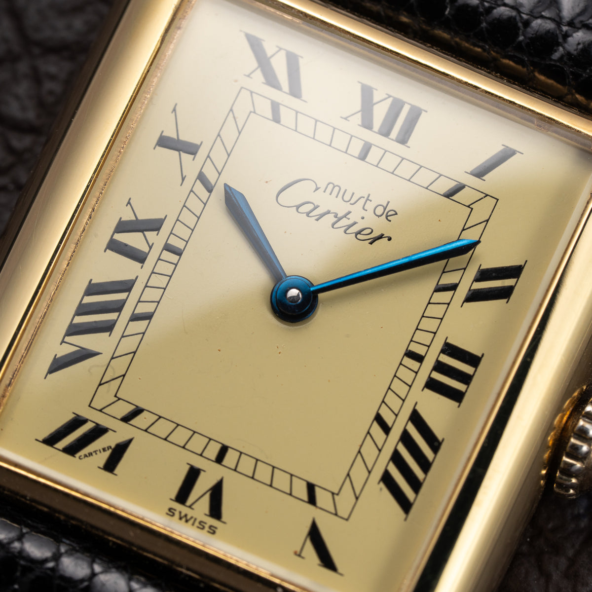 Cartier Tank Must de Lemon Roman Dial Vermeil GM Full Set from 1980