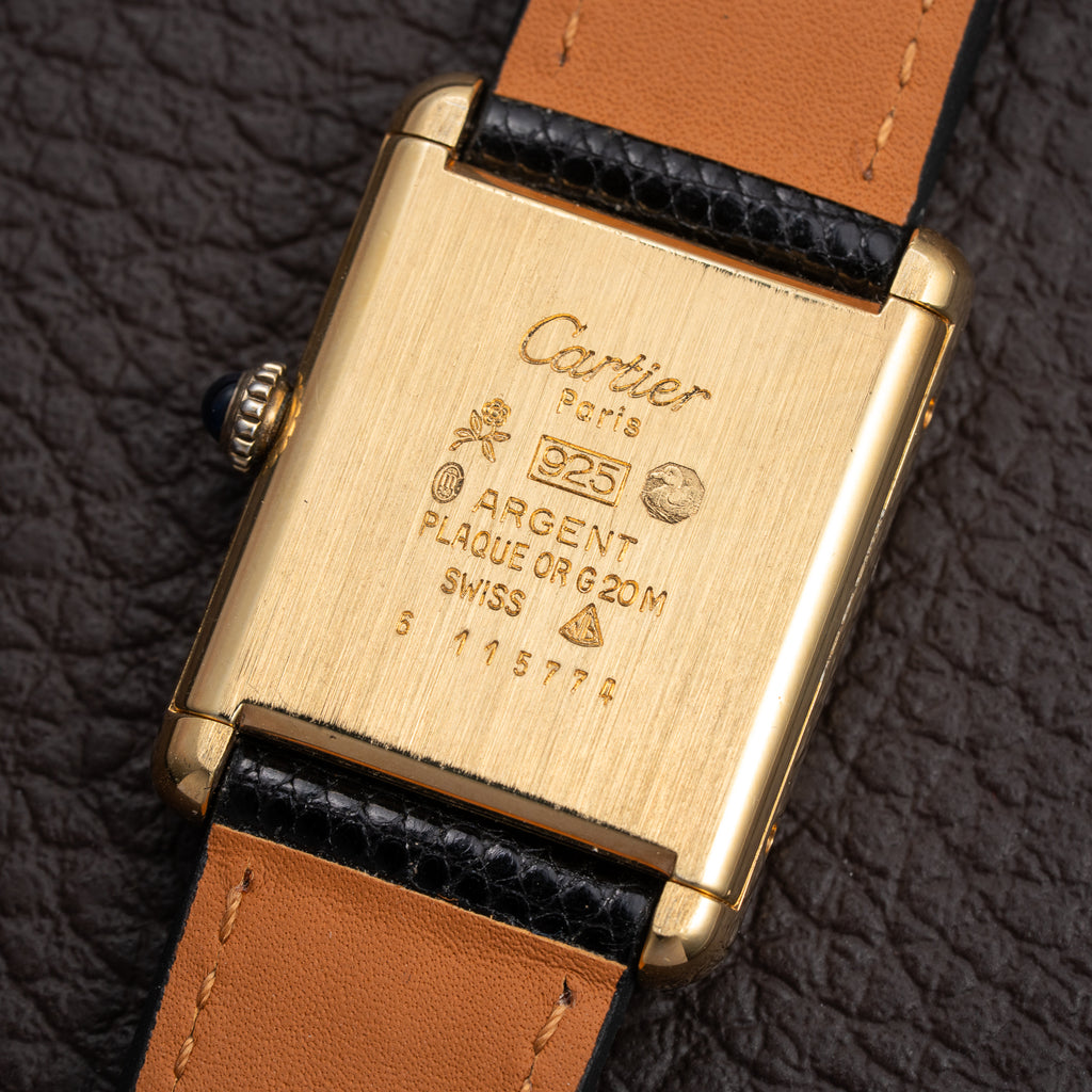Cartier Tank Must de Lemon Roman Dial Vermeil GM Full Set from 1980