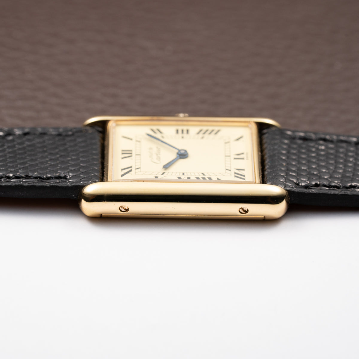 Cartier Tank Must de Lemon Roman Dial Vermeil GM Full Set from 1980